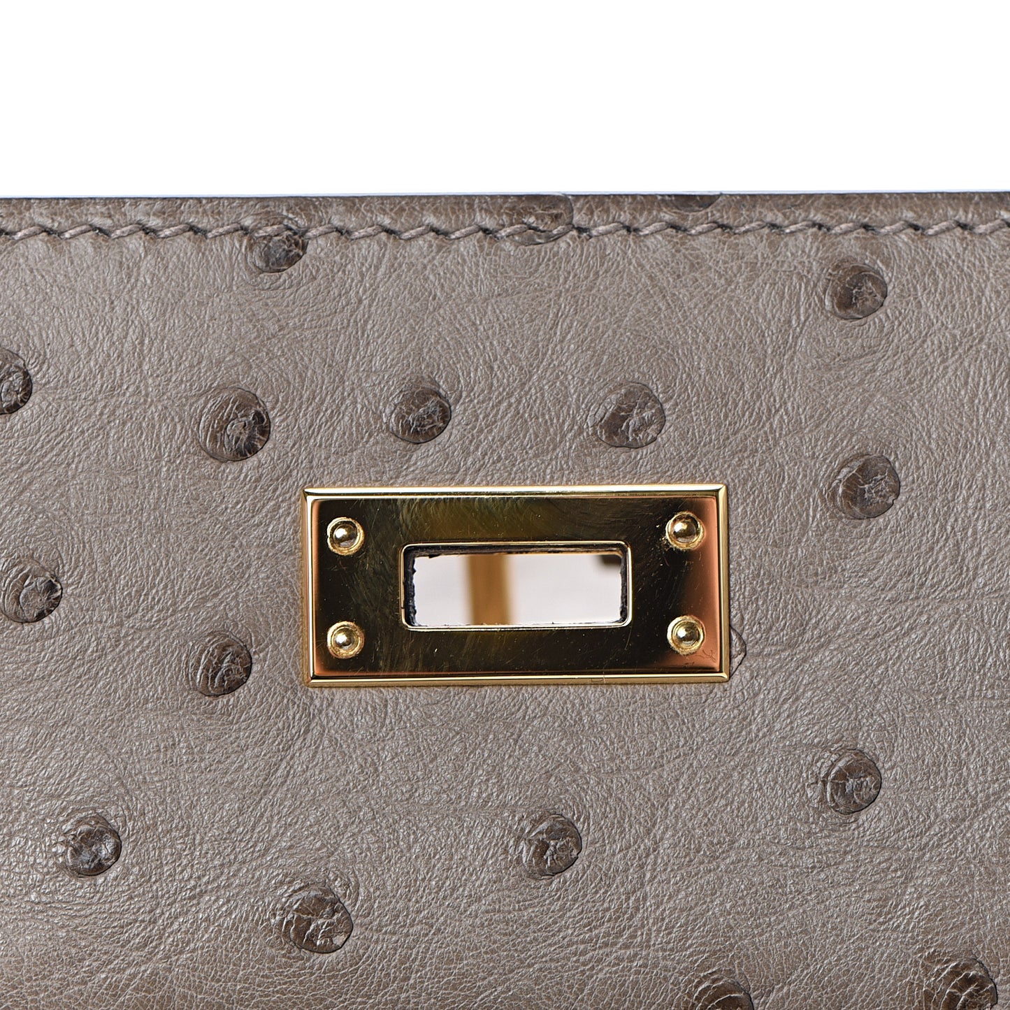 Ostrich Kelly Pochette Clutch Gris Asphalte