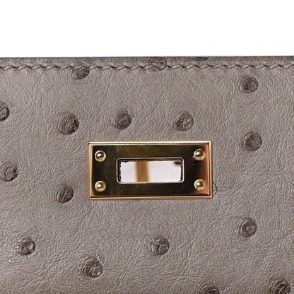Hermes Ostrich Kelly Pochette Clutch Gris Asphalte 19 of 24