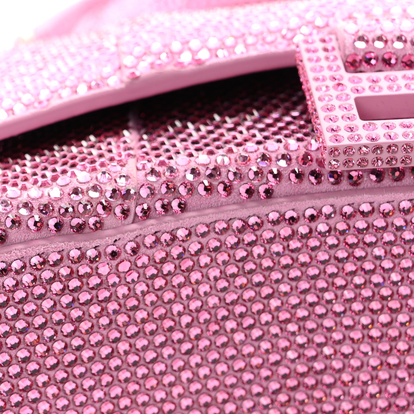 Strass Suede Hourglass Top Handle Bag XS Pink
