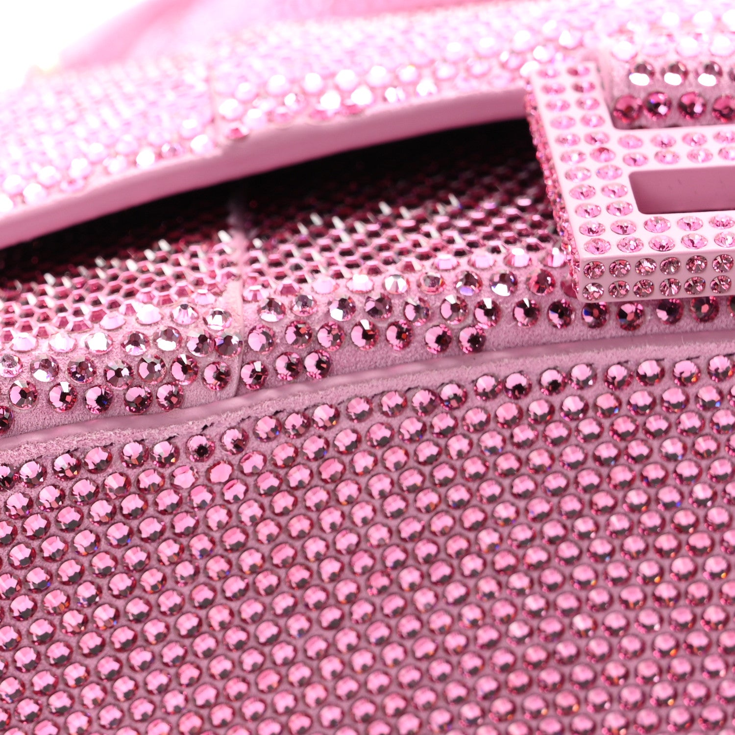 Balenciaga Strass Suede Hourglass Top Handle Bag XS Pink 11 of 12