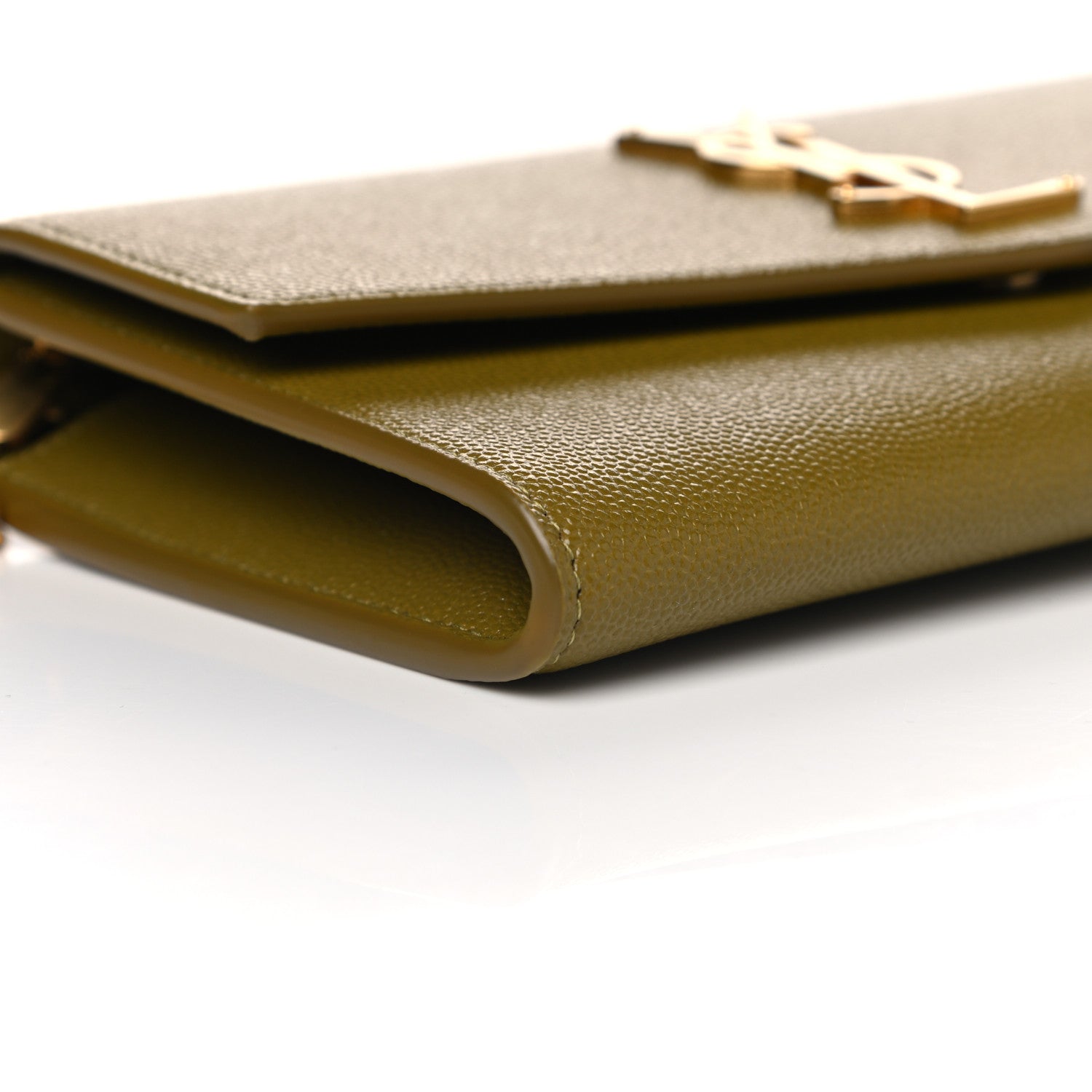 Saint Laurent Grain De Poudre Monogram Uptown Chain Wallet Olive 8 of 10