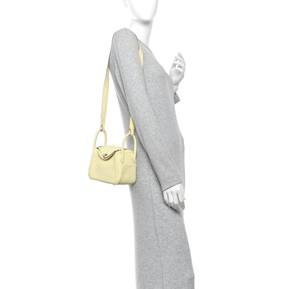 Hermes Taurillon Clemence Mini Lindy 20 Jaune Milton 2 of 11