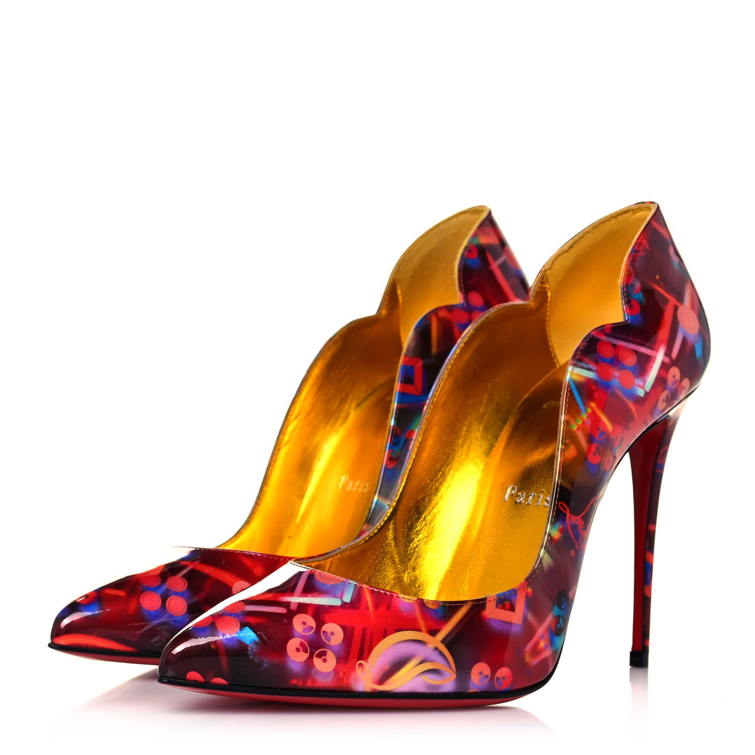Christian Louboutin Patent Discolaser Hot Chick 100 Pumps 37 Multicolor 3 of 8