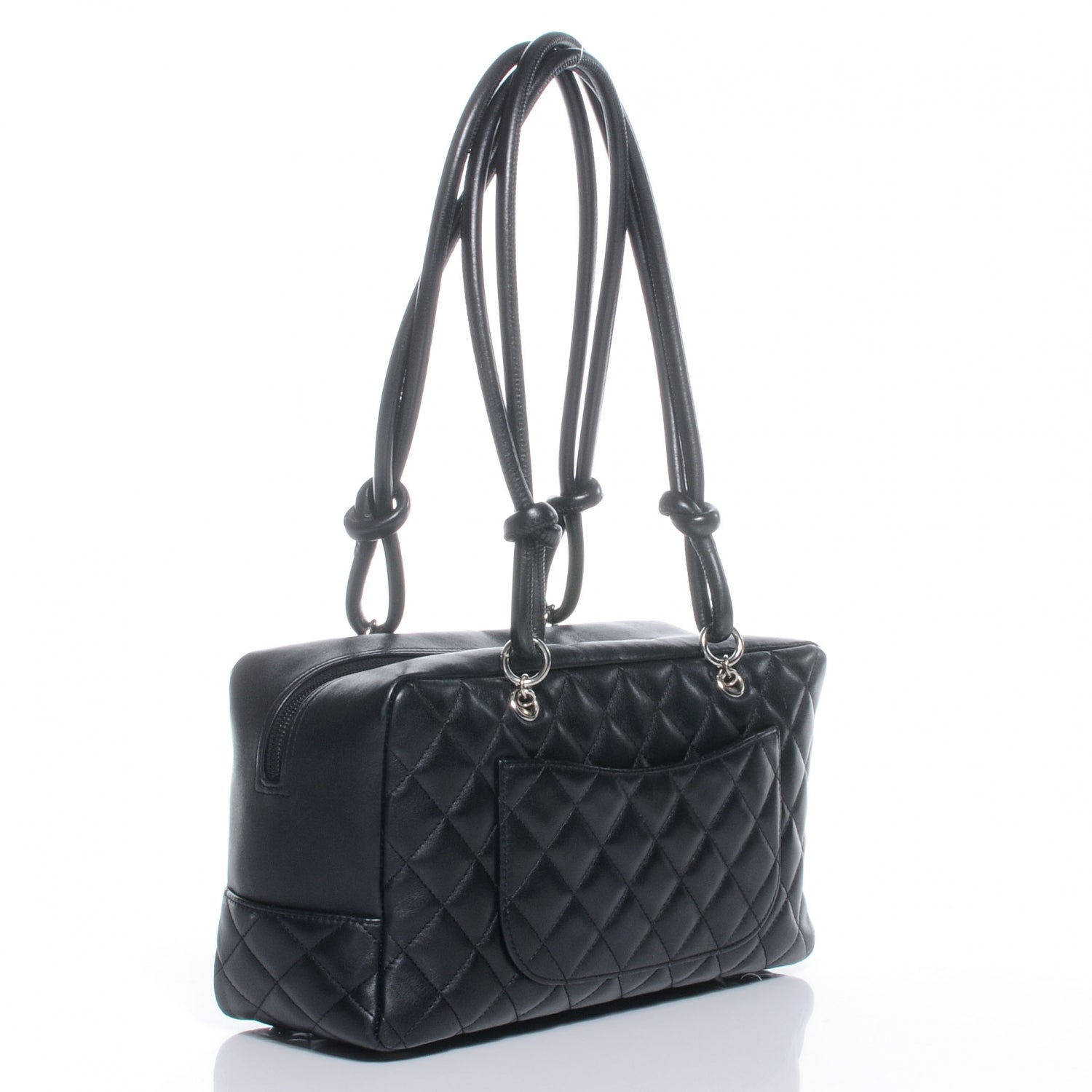 Chanel Calfskin Quilted Large Cambon Bowler Black White 3 of 7