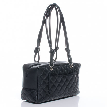Chanel Calfskin Quilted Large Cambon Bowler Black White 3 of 7