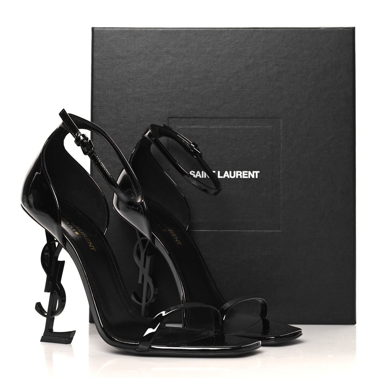 Patent Calfskin Opyum 110 Sandals 39.5 Black