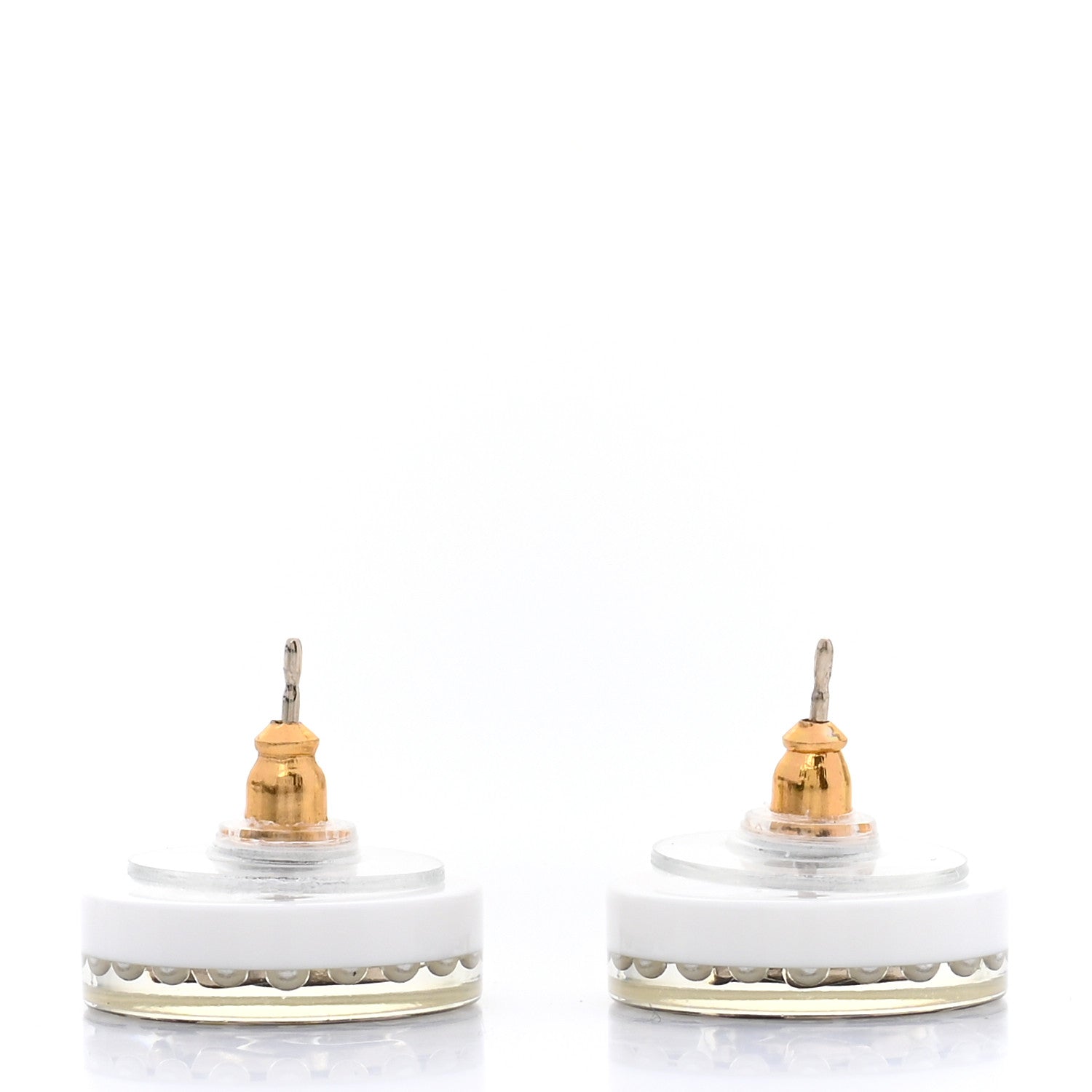 Chanel Resin Pearl CC Earrings White Black 3 of 5