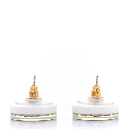 Chanel Resin Pearl CC Earrings White Black 3 of 5