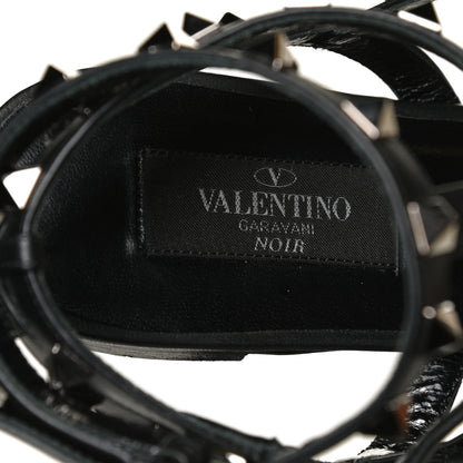 Valentino Garavani Nappa Rockstud Ankle Strap Flat Thong Sandals 37.5 Black 10 of 12