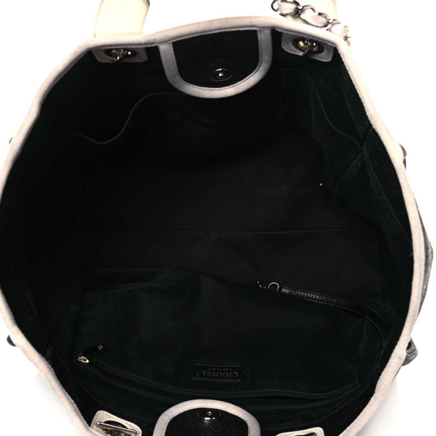 Canvas Large Deauville Tote Black White