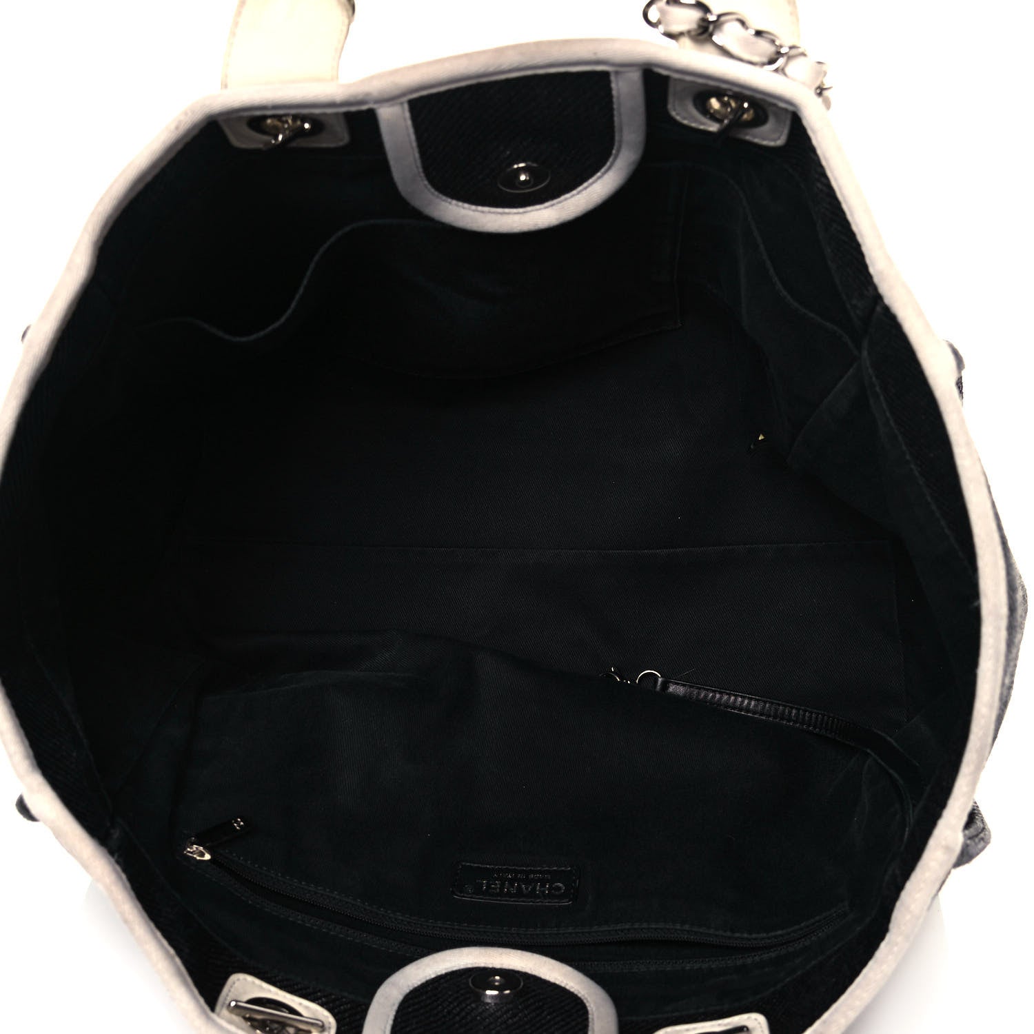 Chanel Canvas Large Deauville Tote Black White 5 of 15