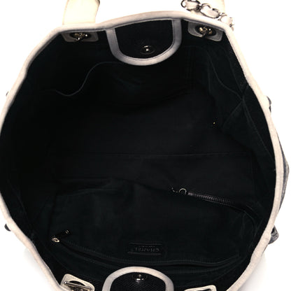 Chanel Canvas Large Deauville Tote Black White 5 of 15