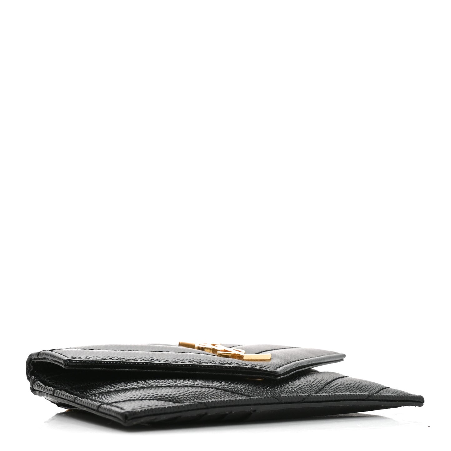 Grain De Poudre Matelasse Chevron Monogram Compact Wallet Black