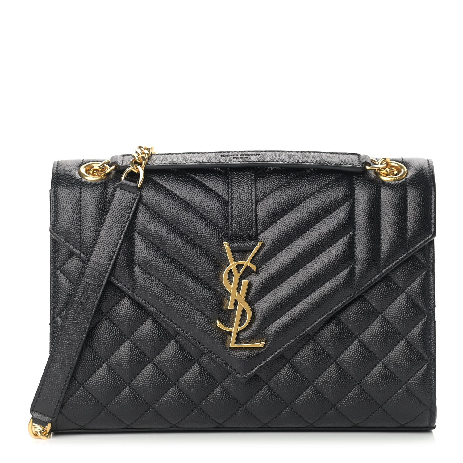 Saint Laurent Grain De Poudre Textured Mixed Matelasse Triquilt Medium Monogram Satchel Black 1 of 9