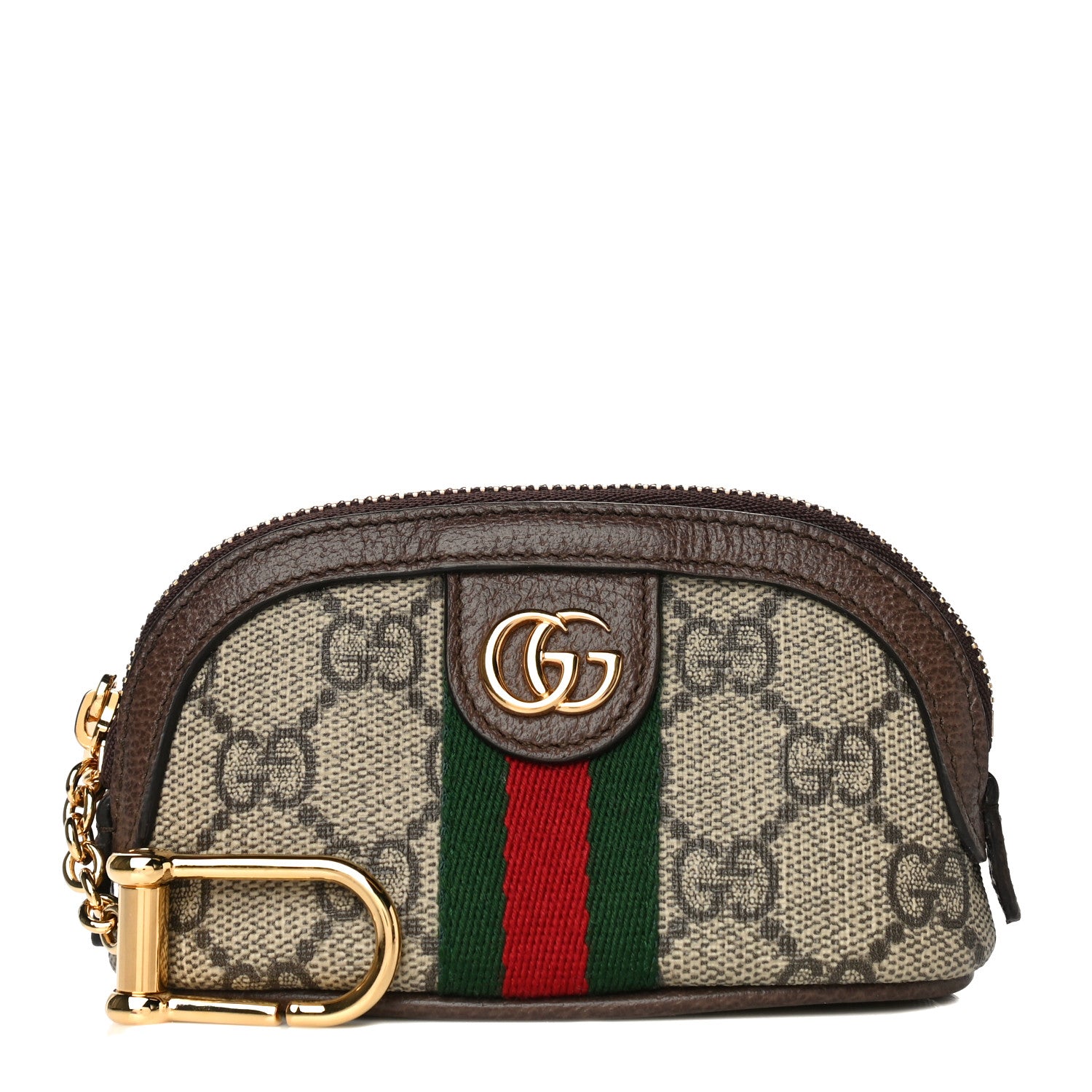 Gucci GG Supreme Monogram Web Ophidia Dome Key Pouch Beige New Acero 1 of 11