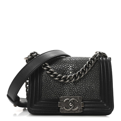 Chanel Galuchat Stingray Mini Boy Flap Black Silver 1 of 10