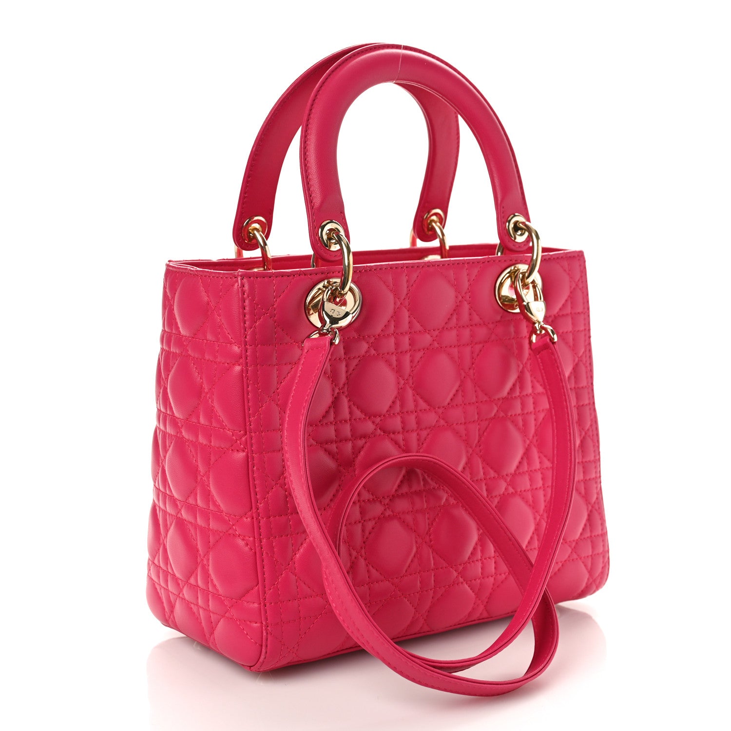 Christian Dior Lambskin Cannage Medium Lady Dior Fuchsia 2 of 8