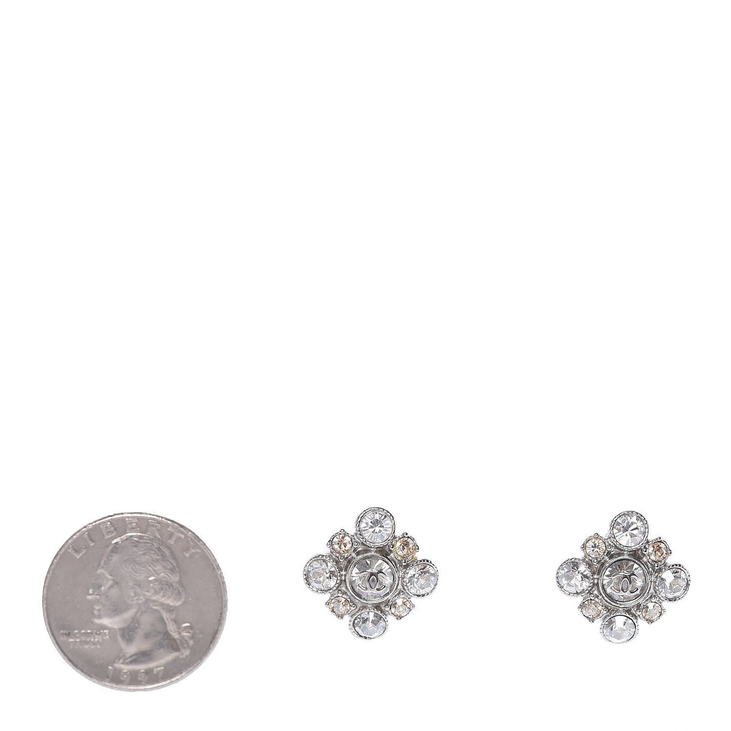 Crystal CC Earrings Silver