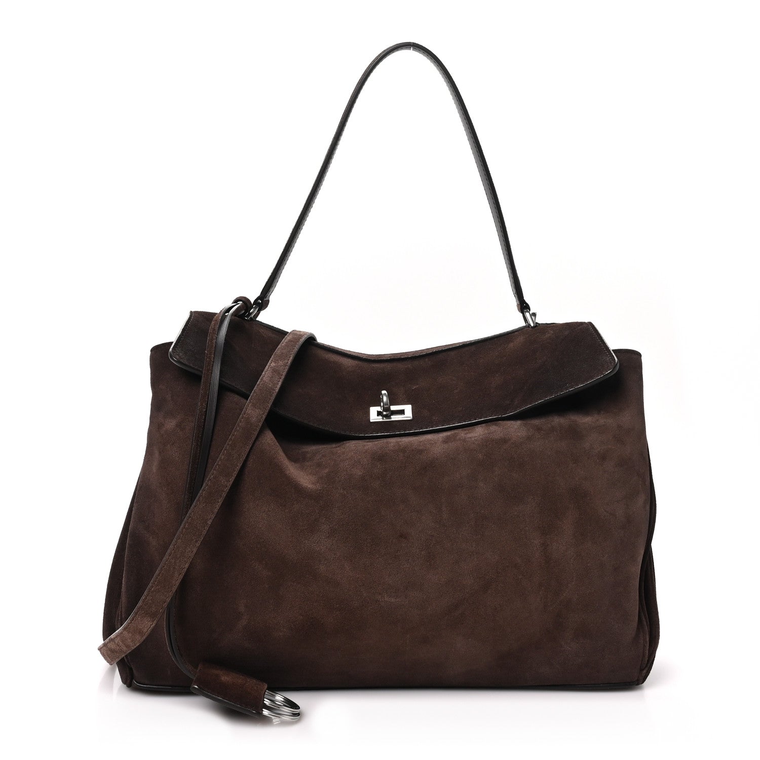 Balenciaga Waxed Suede Calfskin Medium Rodeo Top Handle Handbag Light Espresso 1 of 9