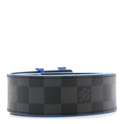 Louis Vuitton Damier Graphite Calfskin 40mm LV Initiales Reversible Belt 95 38 Blue 3 of 7