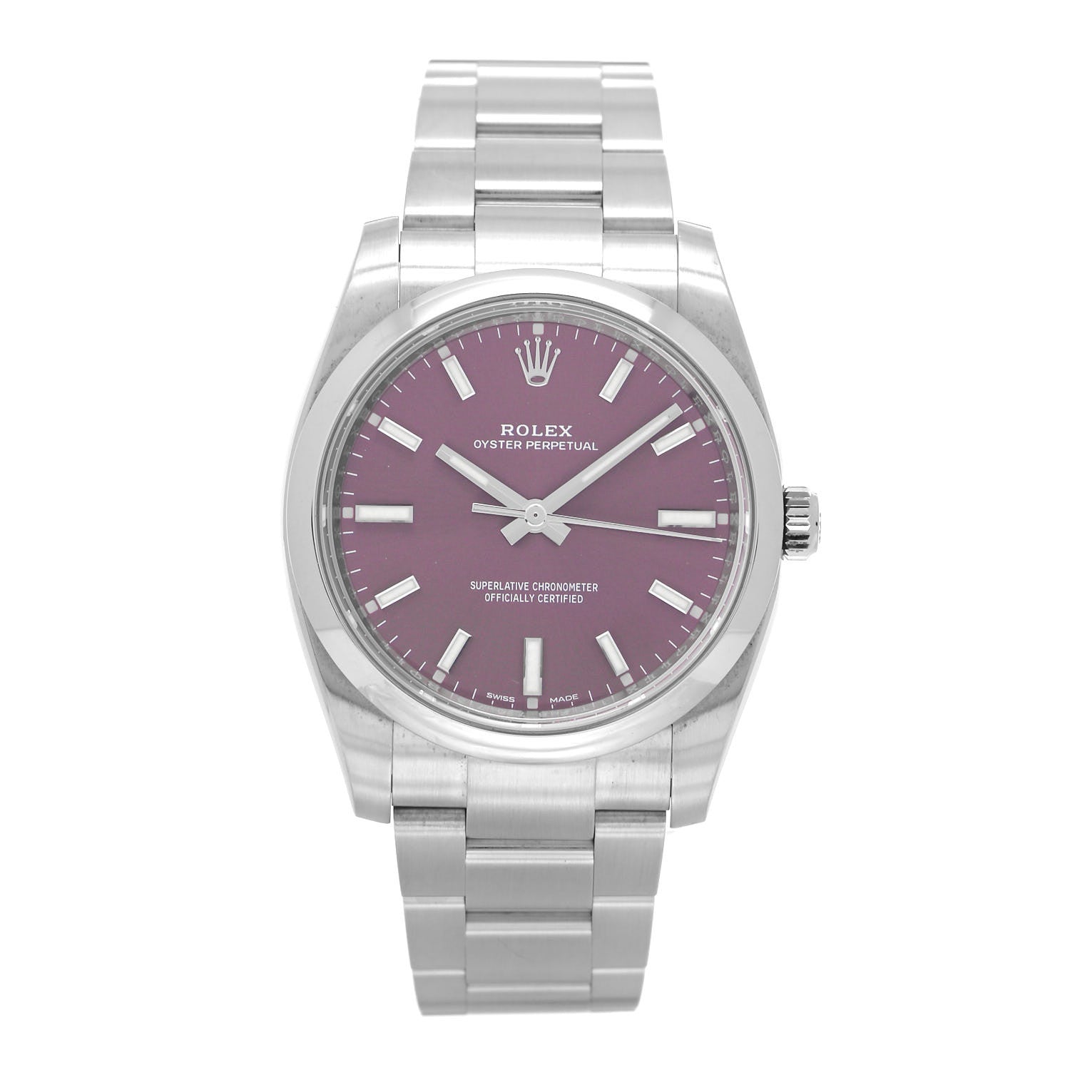 Rolex Stainless Steel 34mm Oyster Perpetual Watch Red Grape 114200 1 of 4