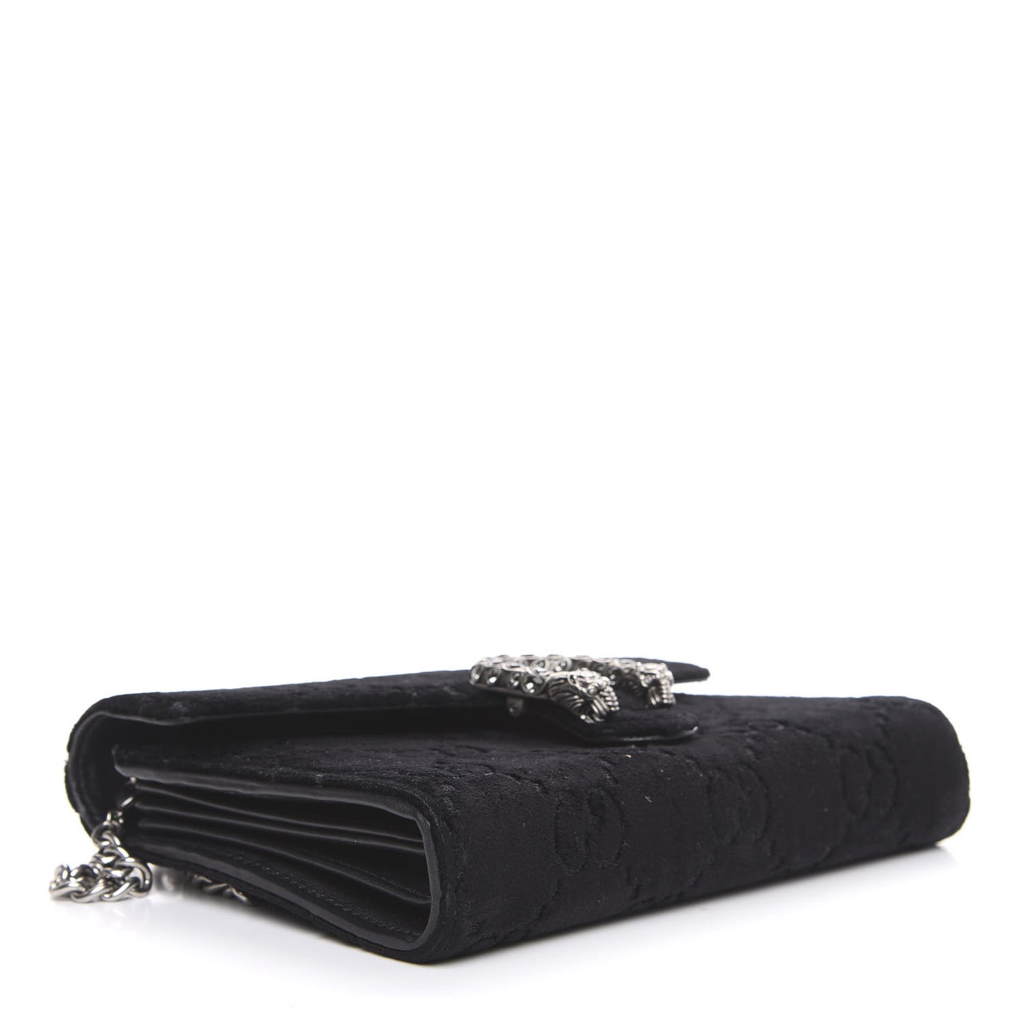 Velvet GG Monogram Mini Dionysus Chain Wallet Black