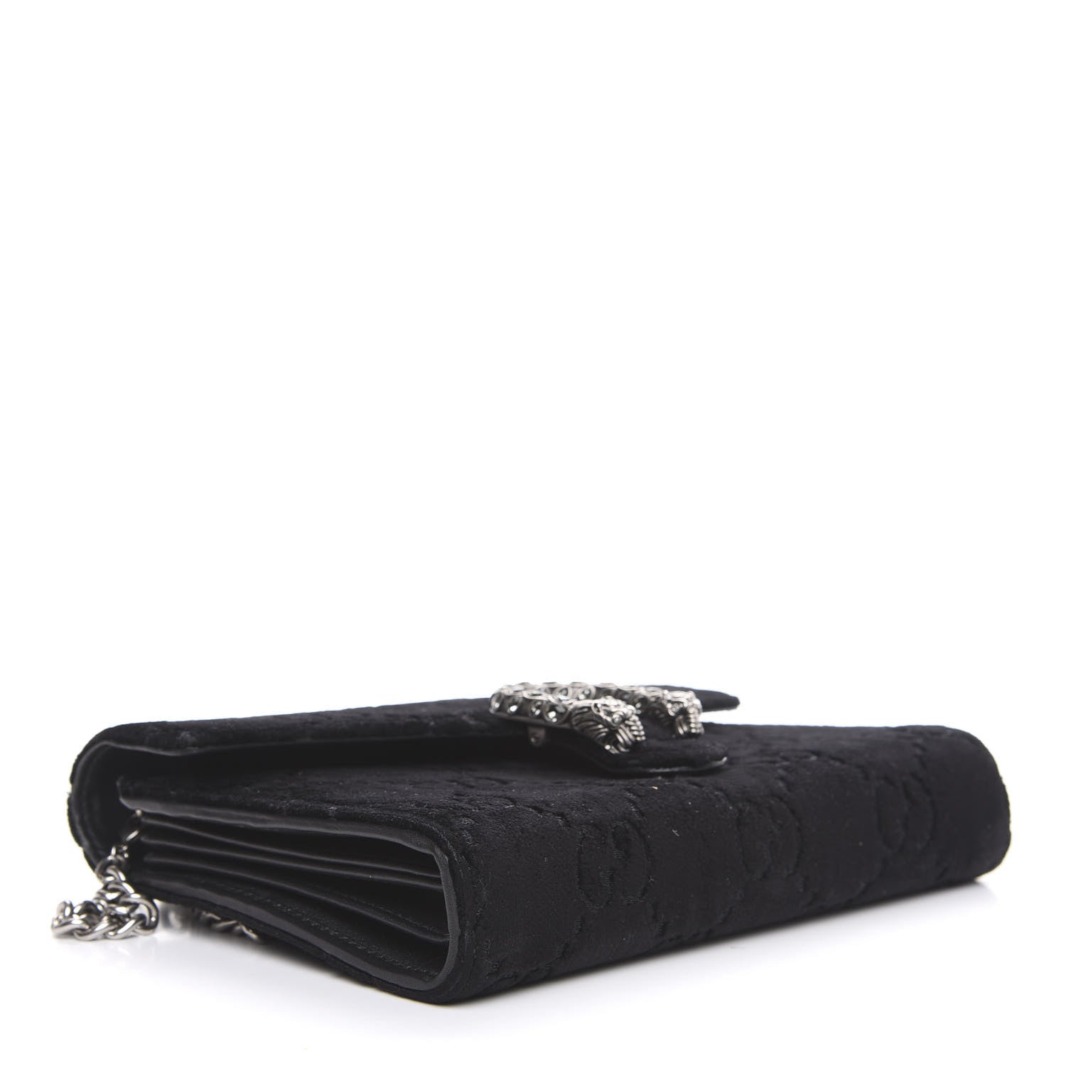 Gucci Velvet GG Monogram Mini Dionysus Chain Wallet Black 4 of 11