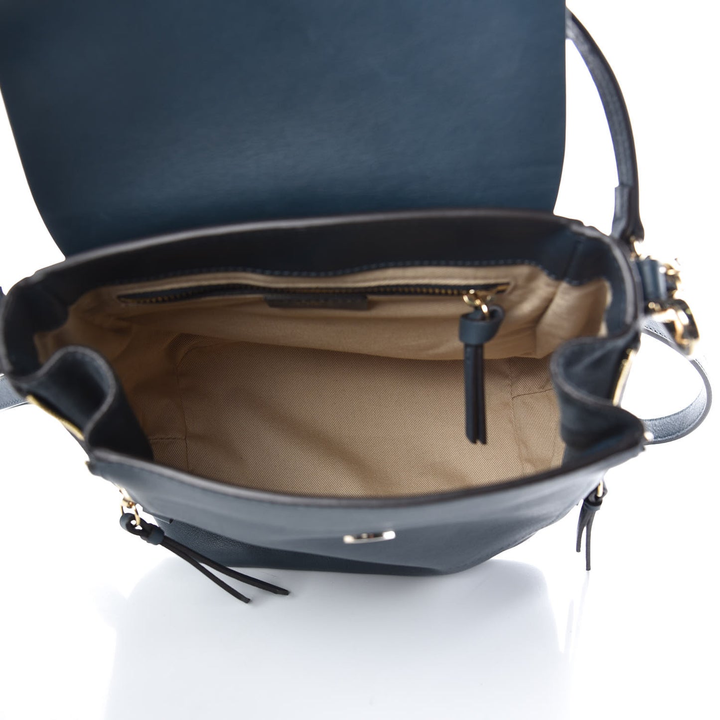 Suede Calfskin Small Faye Backpack Silver Blue