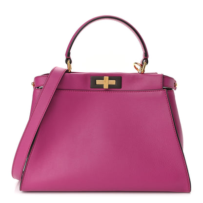 Fendi Vitello Seta Medium Peekaboo Iconic Satchel Magenta 1 of 9
