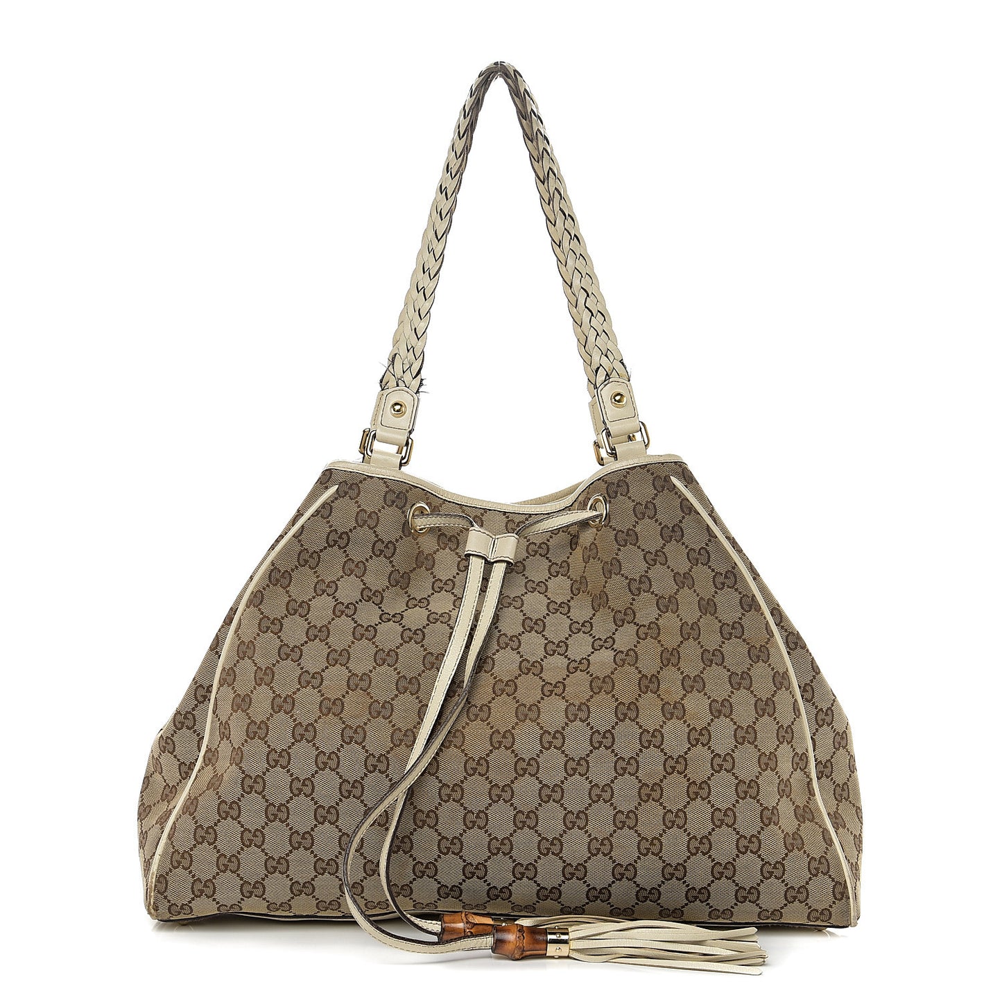Monogram Peggy Braided Tote Off White