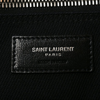 Saint Laurent Linen Calfskin Rive Gauche North South Tote Black 6 of 11