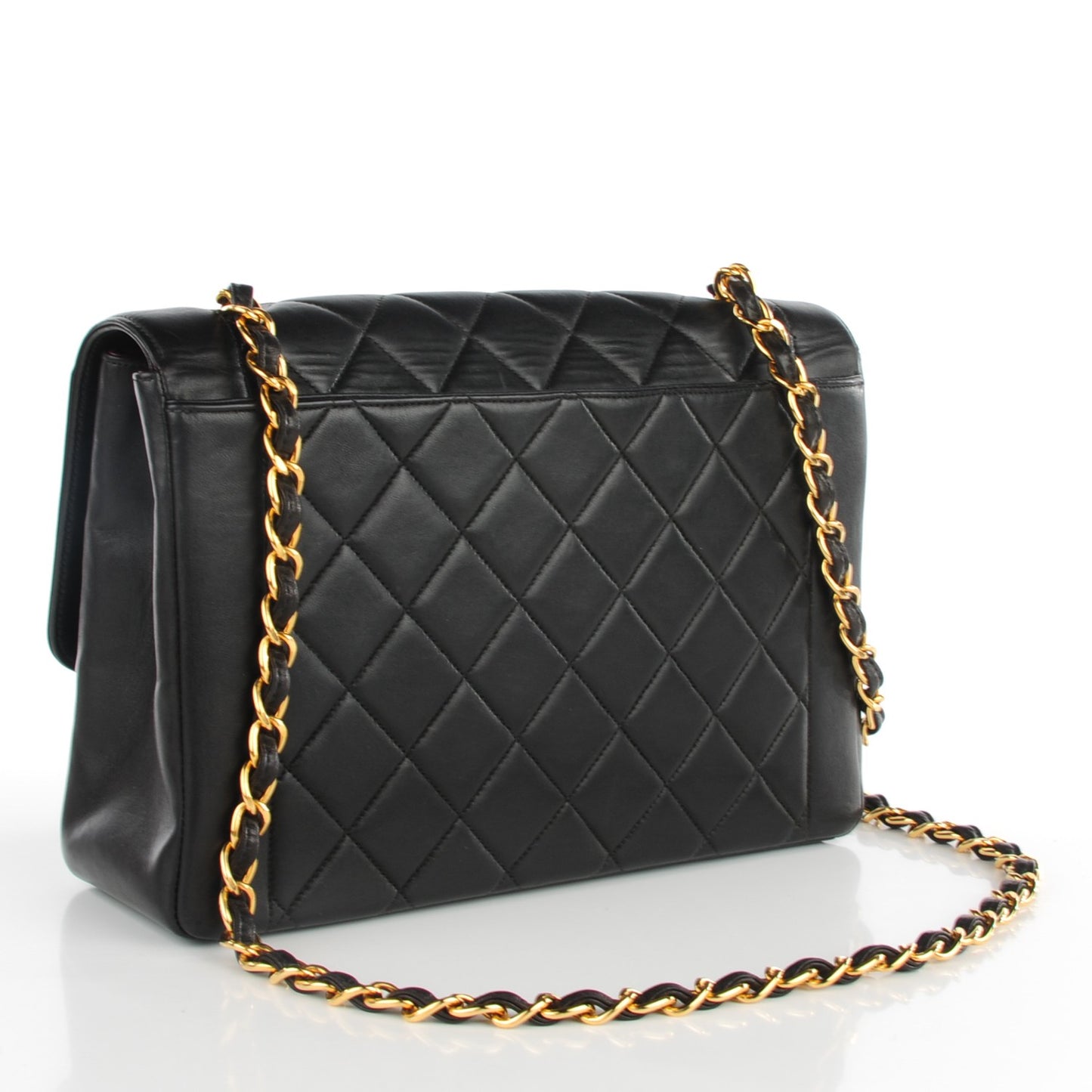 Lambskin Quilted Jumbo Single Flap Black
