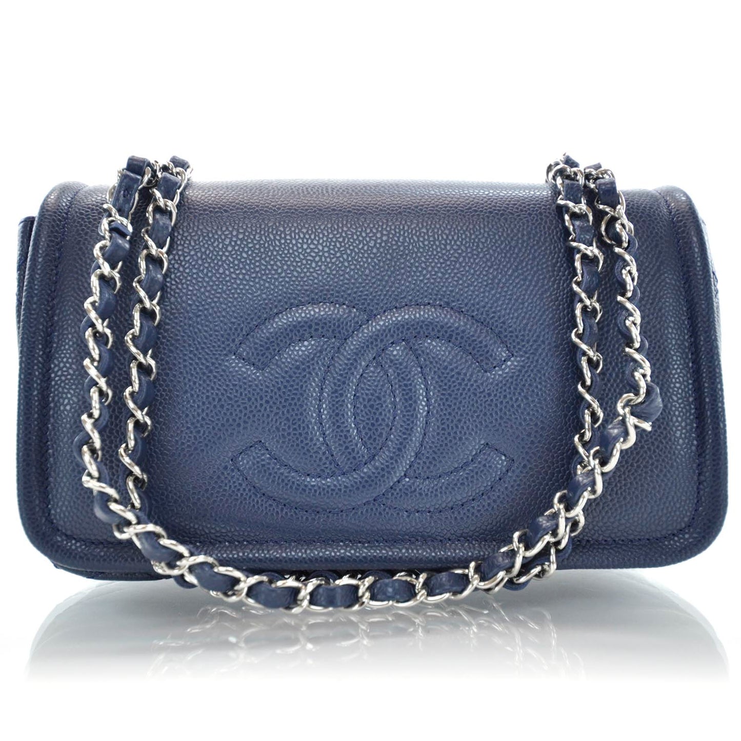 Caviar Timeless Medium Flap Navy