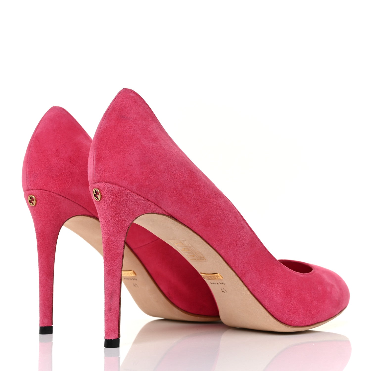Gucci Kid Scamosciato Interlocking G Jennifer Pumps 41 Shocking Pink 4 of 10