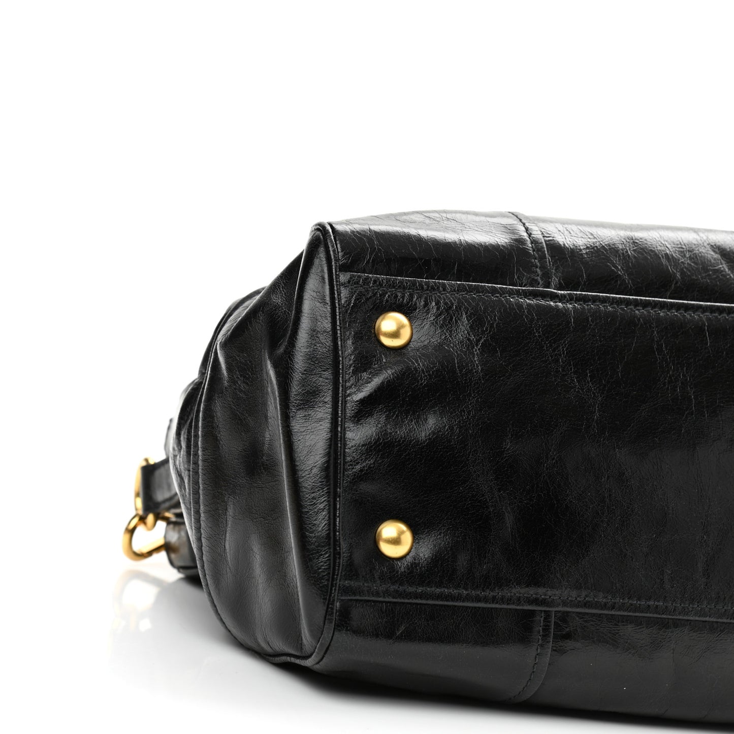 Vitello Shine Top Handle Satchel Black