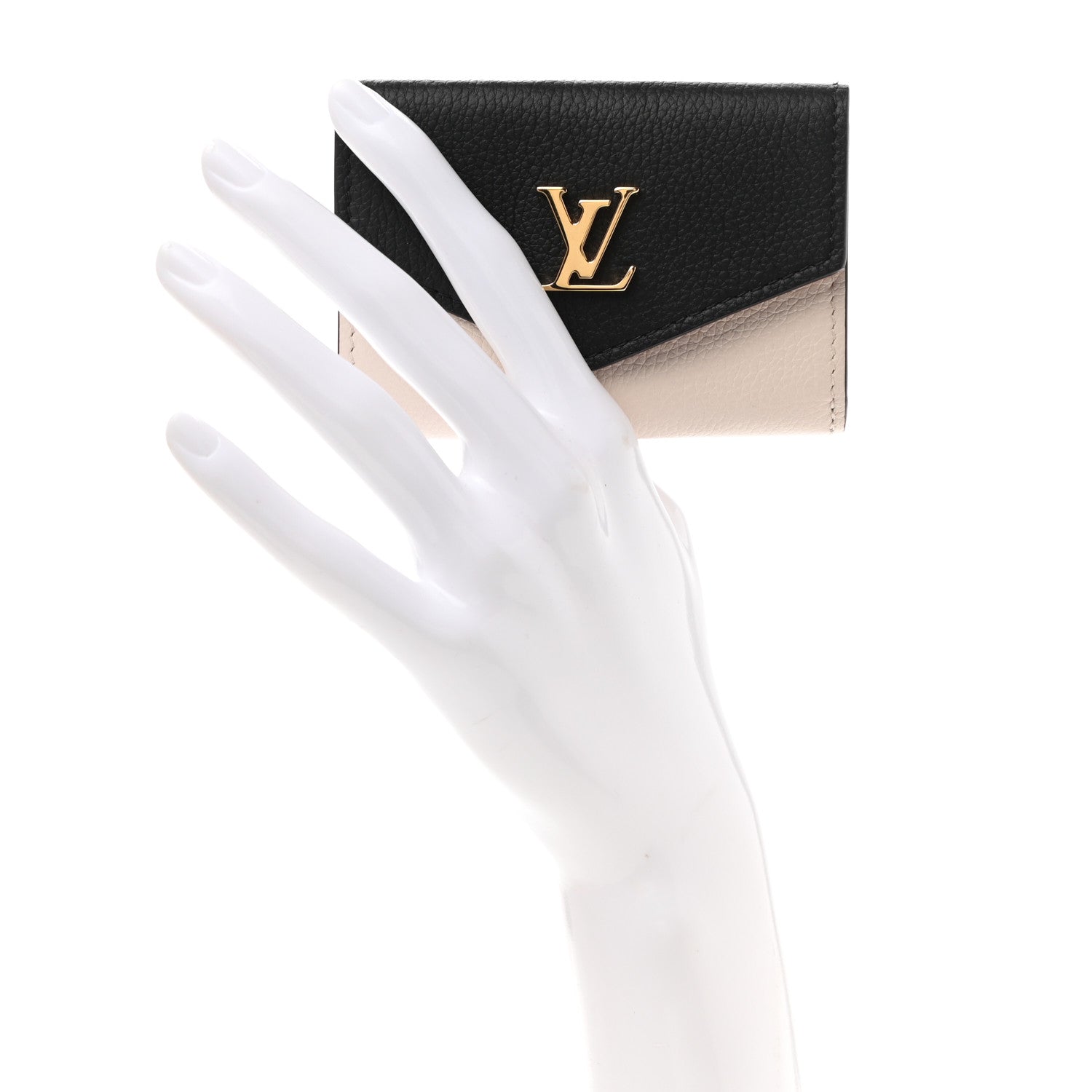 Louis Vuitton Calfskin Lockmini Wallet Black Cream Pink 2 of 8