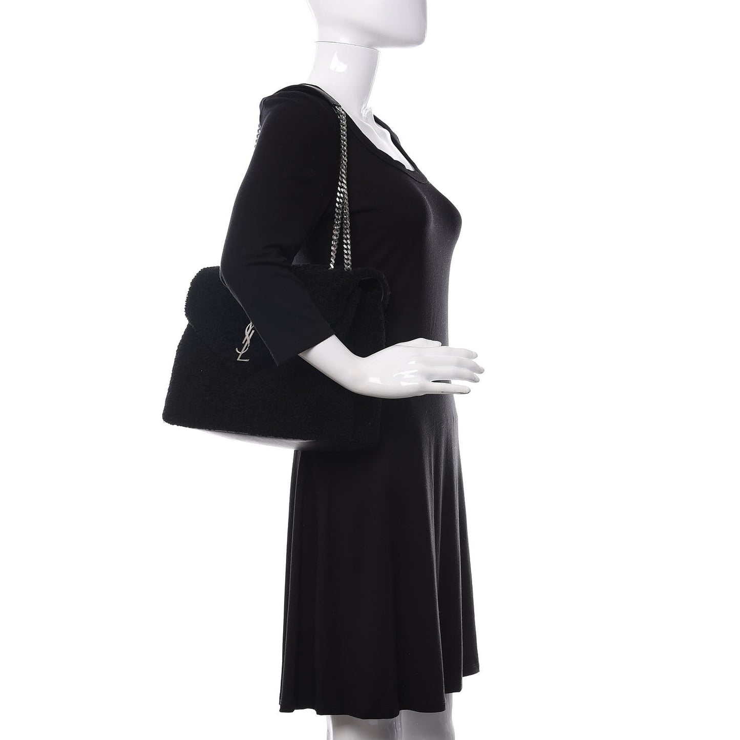 Shearling Medium Loulou Shoulder Bag Black