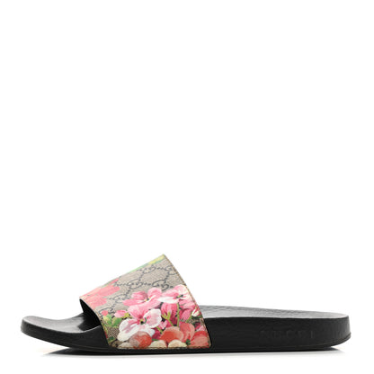 Gucci GG Supreme Monogram Blooms Slide Sandals 38 Beige Multicolor 1 of 8