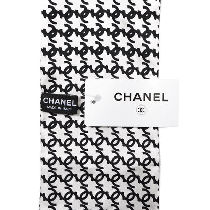 Chanel Silk Twill Houndstooth Slim Bandeau Scarf Black Ecru 2 of 3