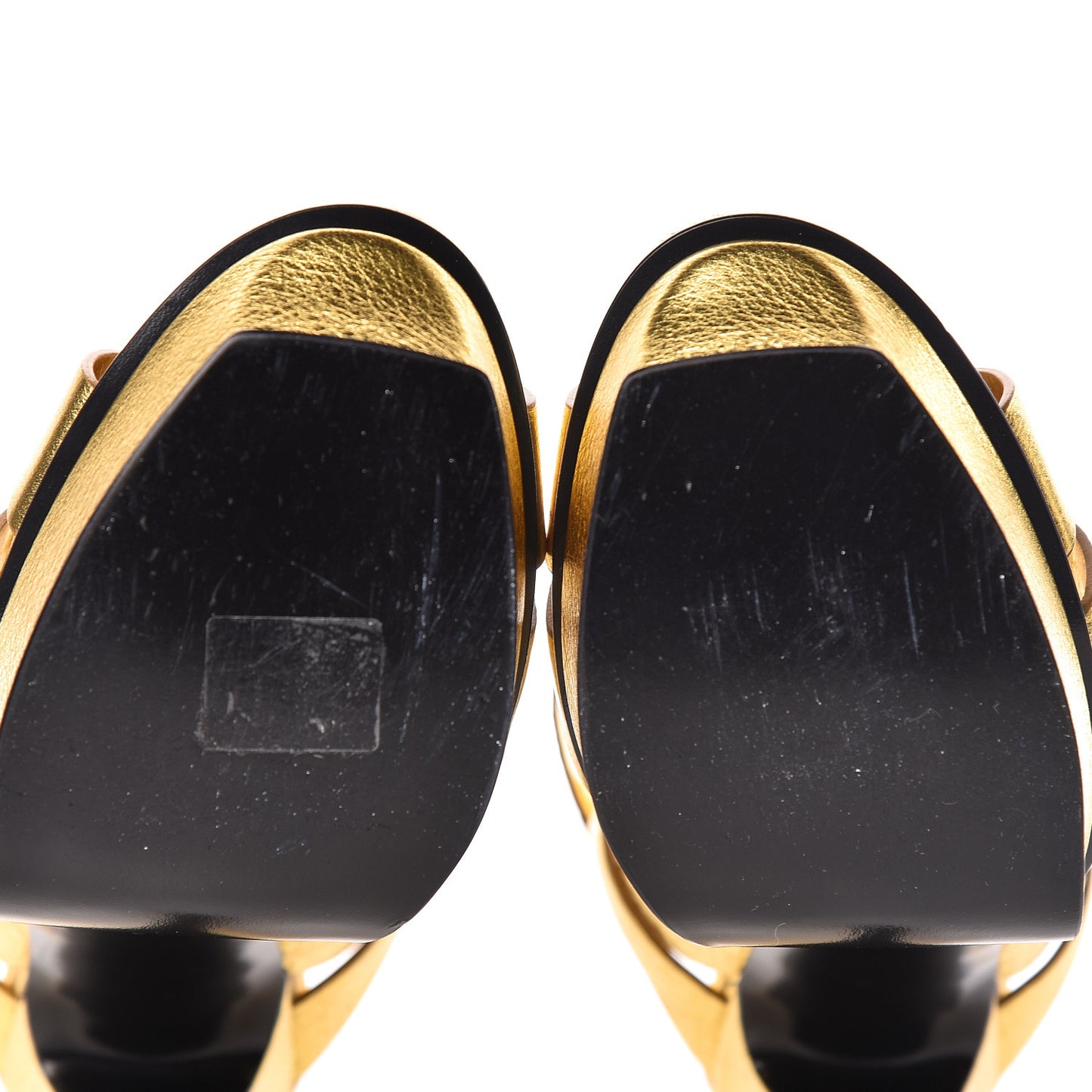 Metallic Calfskin Tribute 105 Platform Sandals 39 Black Gold