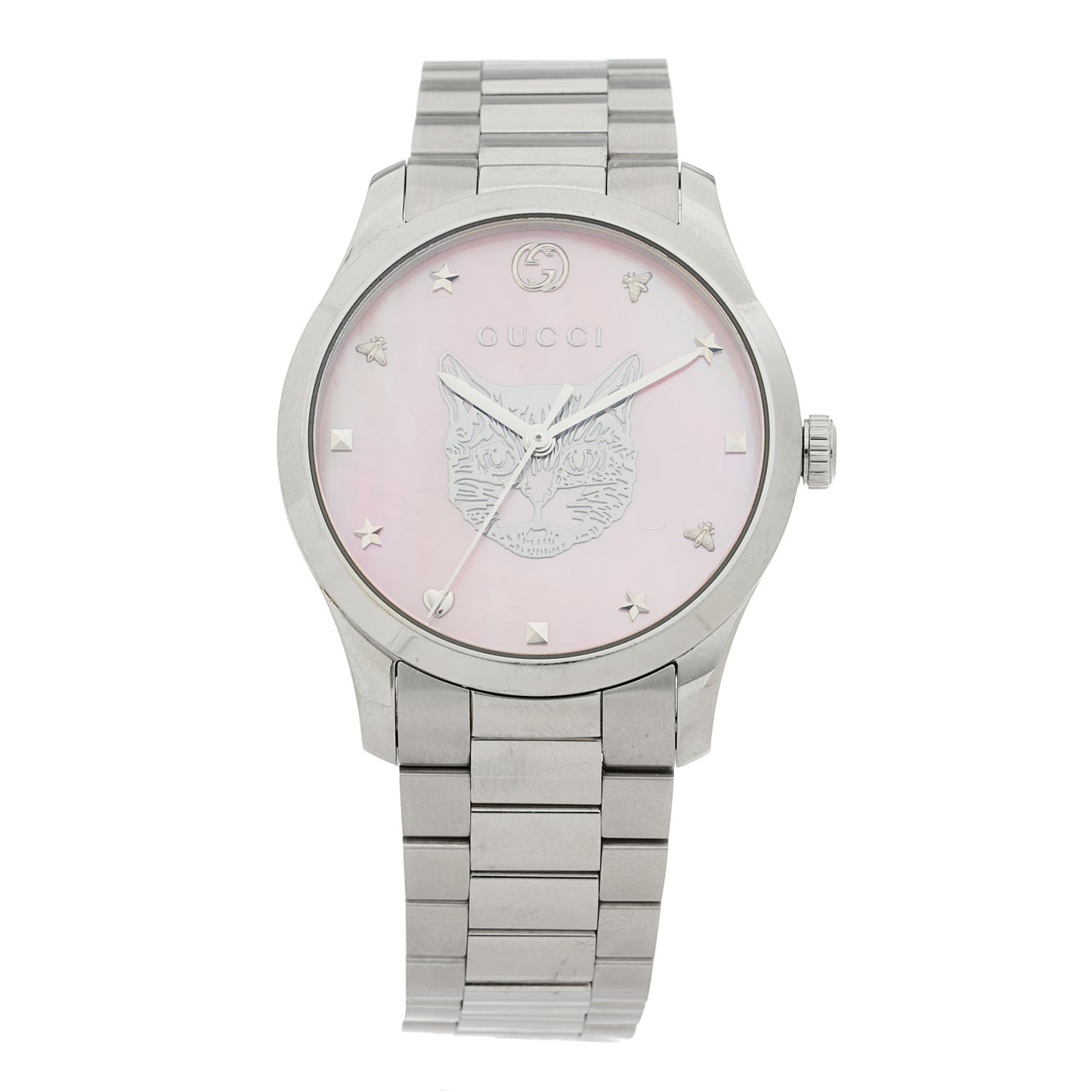 Stainless Steel Pink Mother of Pearl 38mm G-Timeless Cat Quartz Watch