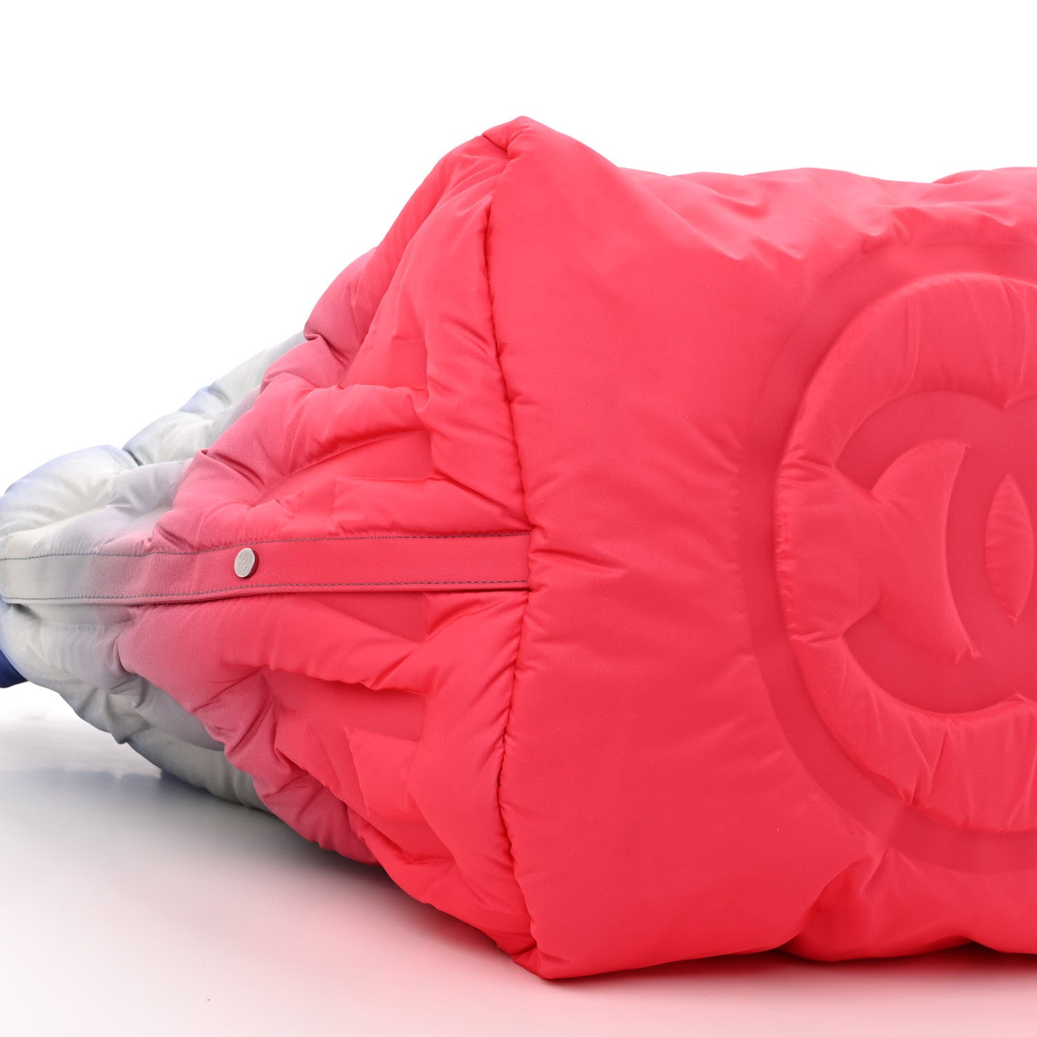 Chanel Nylon Embossed Large Doudoune Bowling Bag Pink Blue White 8 of 10
