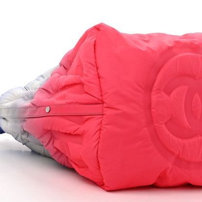 Chanel Nylon Embossed Large Doudoune Bowling Bag Pink Blue White 8 of 10