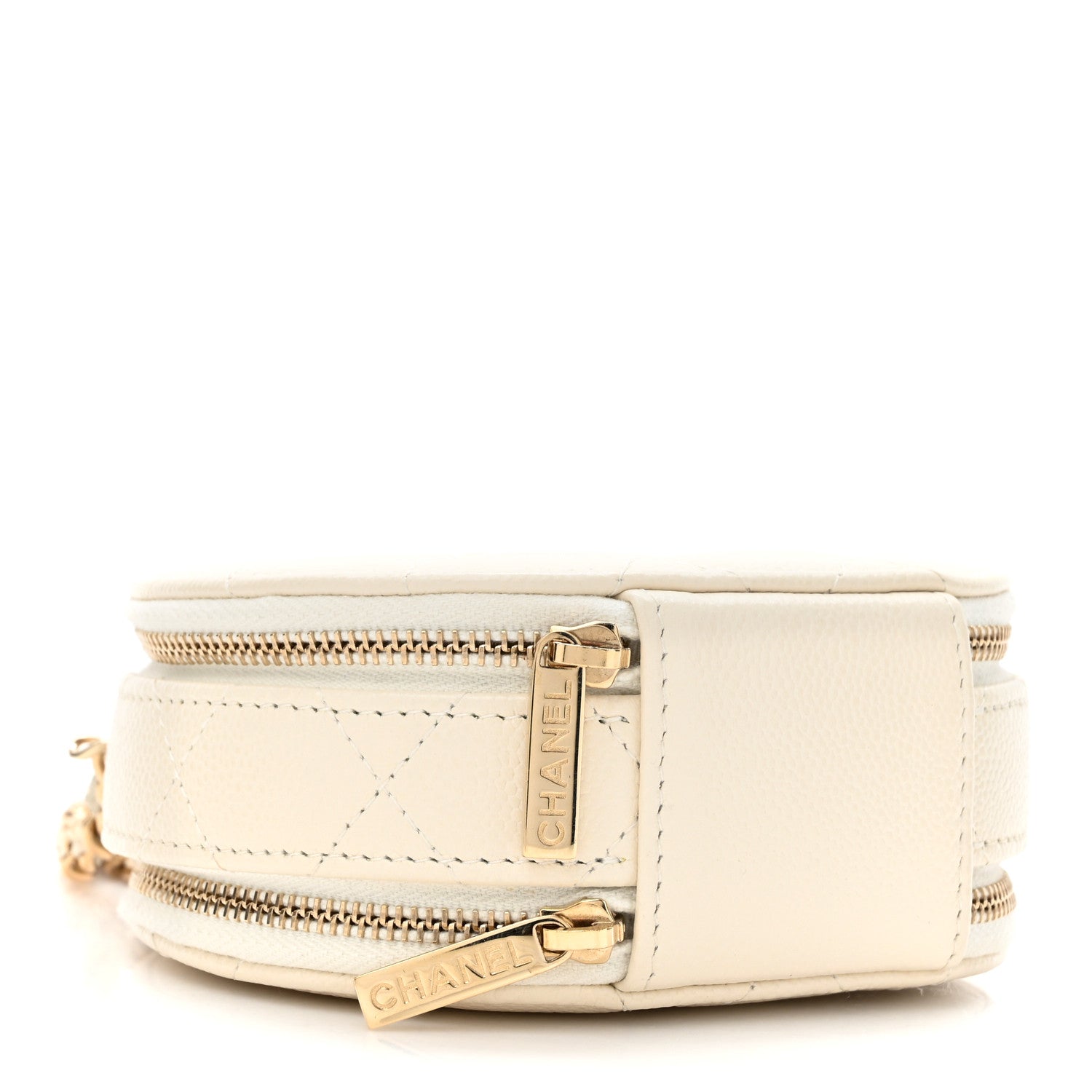 Chanel Caviar Quilted Round Handle With Care Vanity With Chain White 4 of 12