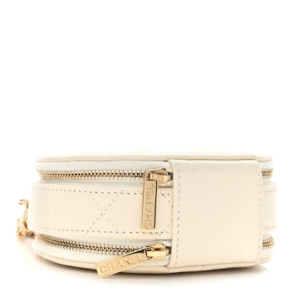 Chanel Caviar Quilted Round Handle With Care Vanity With Chain White 4 of 12