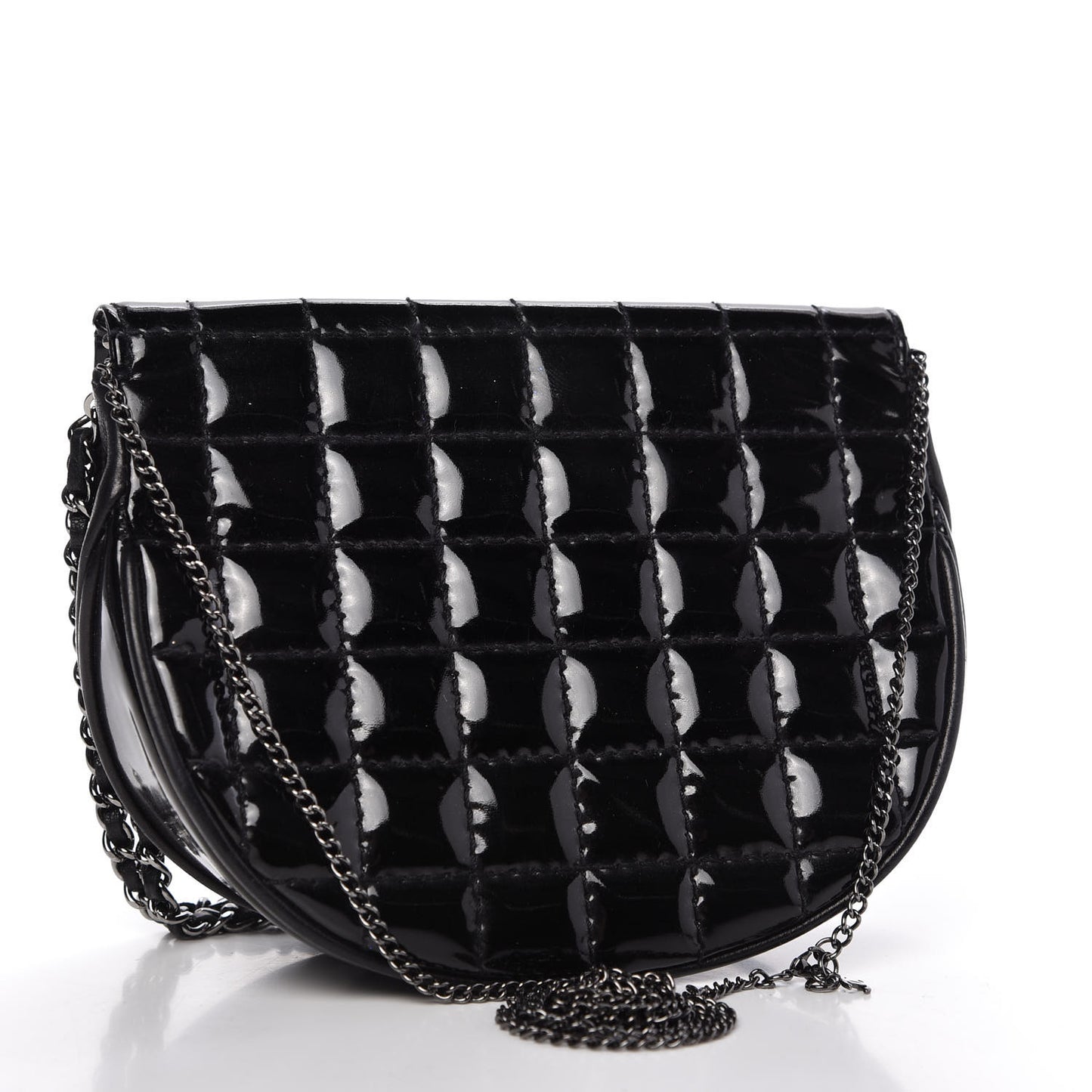 Patent Calfskin Flap Bag Black