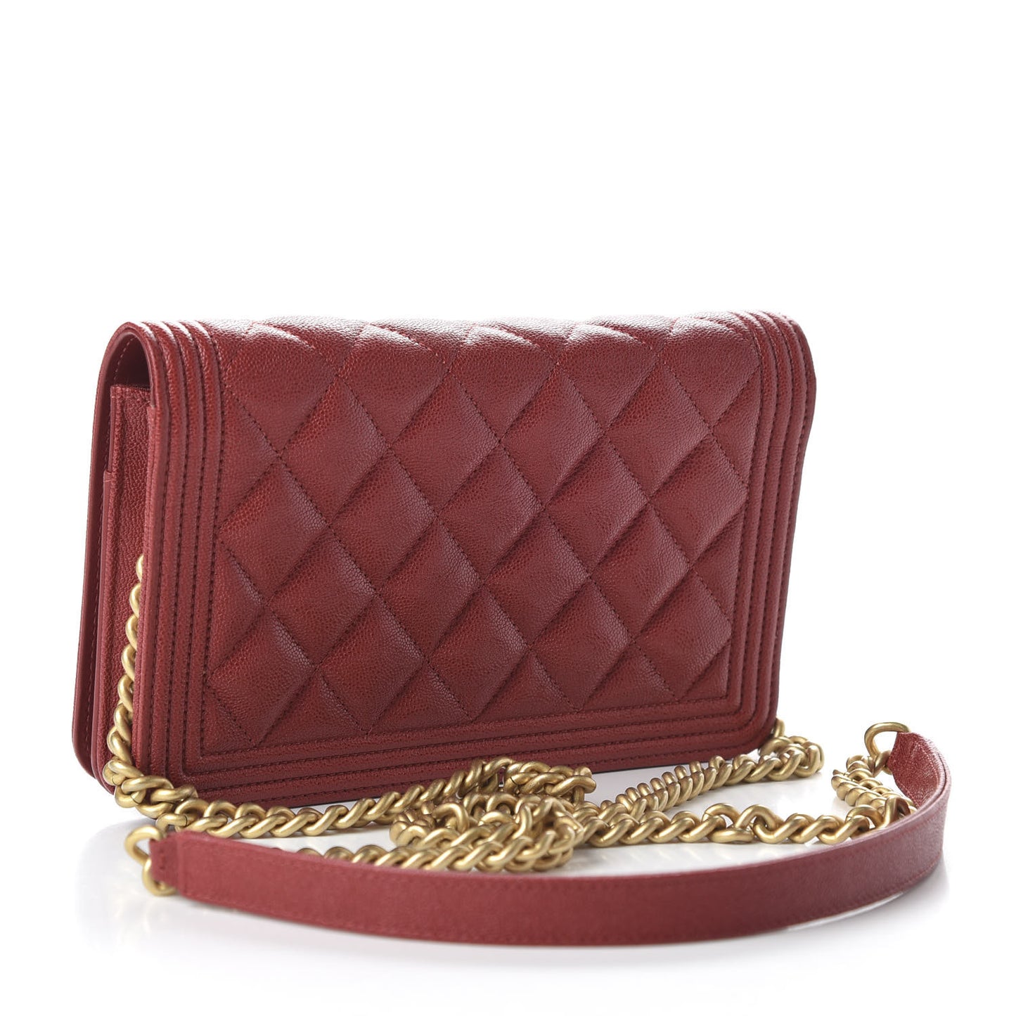 Caviar Quilted Boy Wallet On Chain WOC Red