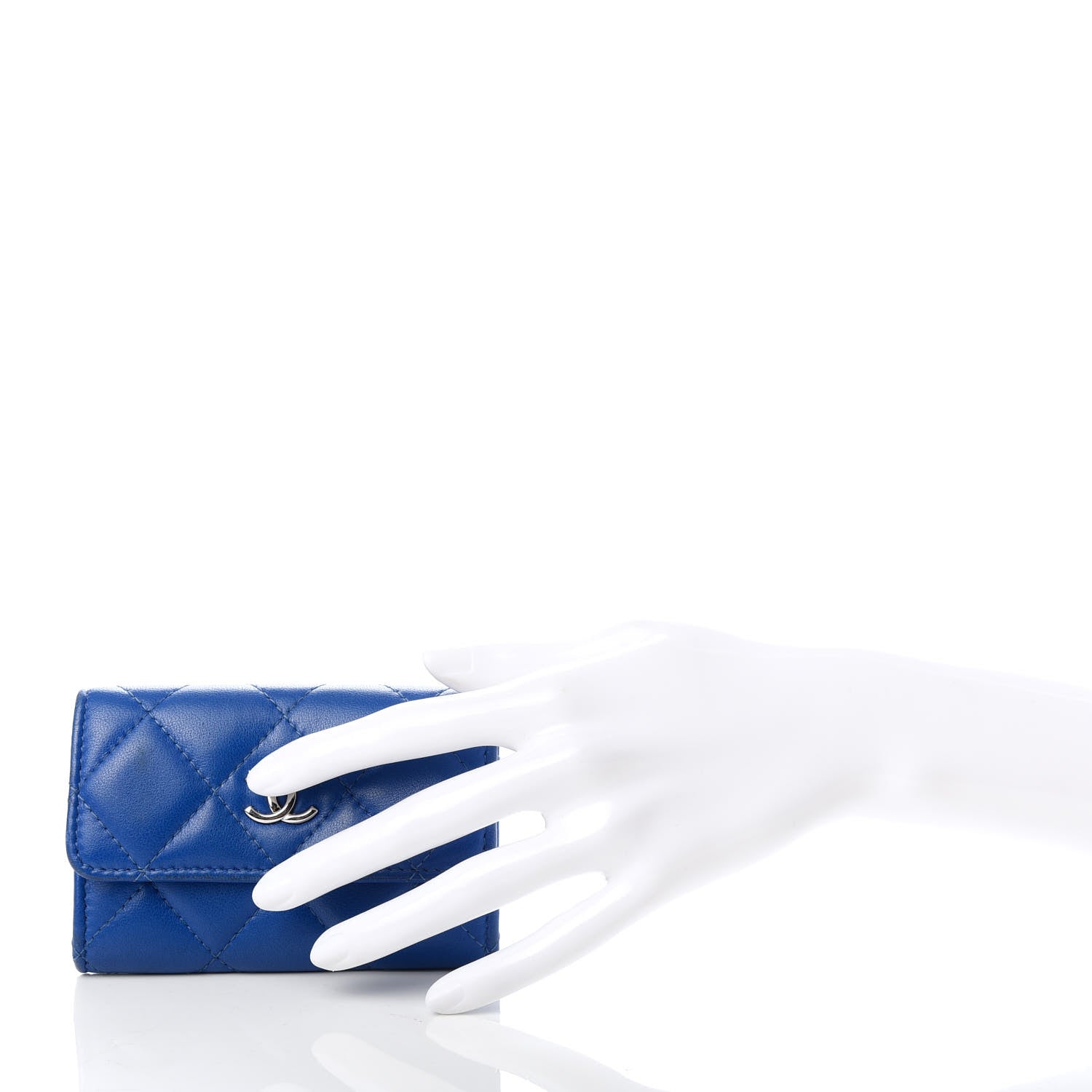Chanel Lambskin Quilted Flap Card Holder Blue 2 of 9