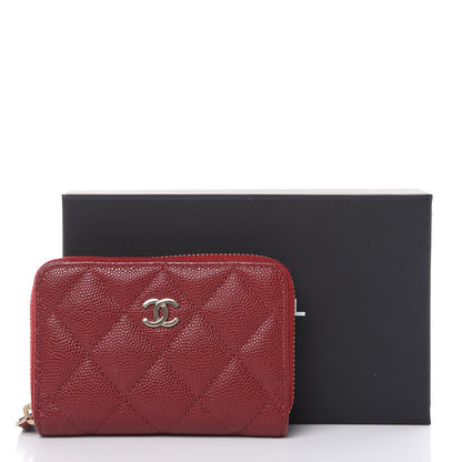 Chanel Caviar Quilted Zip Coin Purse Burgundy 8 of 8