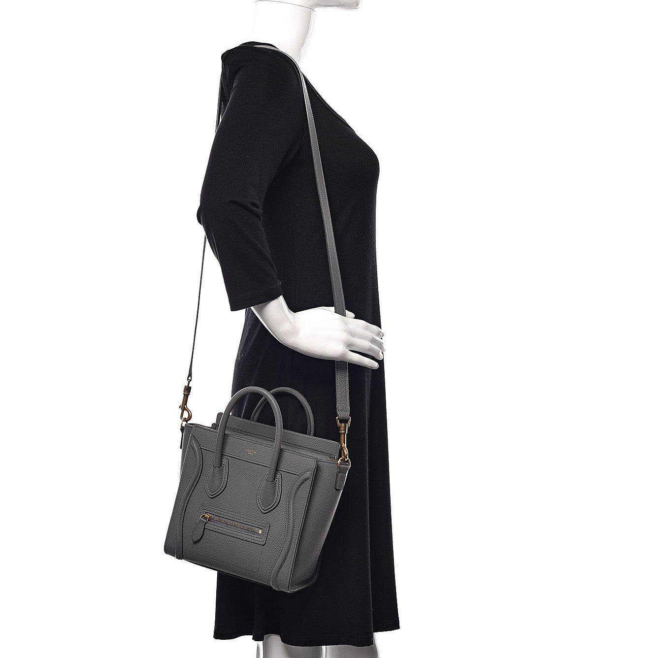 Baby Drummed Calfskin Nano Luggage Kohl